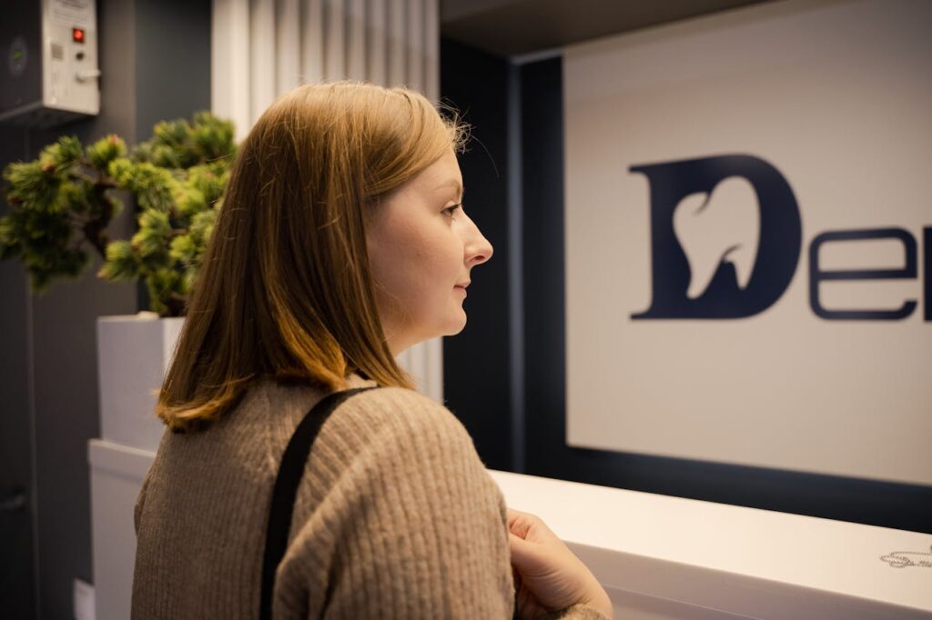 A woman at a dental clinic